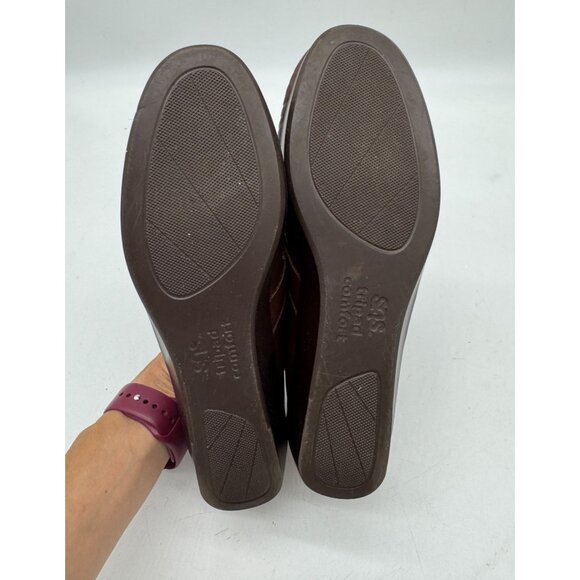 Sas Womens Dream On Slip On Loafers Size 9N Brown Wedge Workwear Leather Moccasi - Picture 14 of 15
